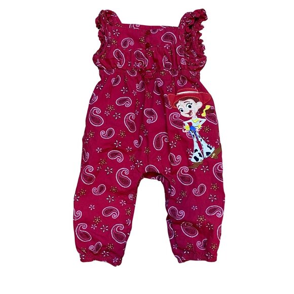 Disney Baby Other - Disney Baby Girls Jessie Romper 6-12 Mo 100% Organic Cotton Red Paisley Print